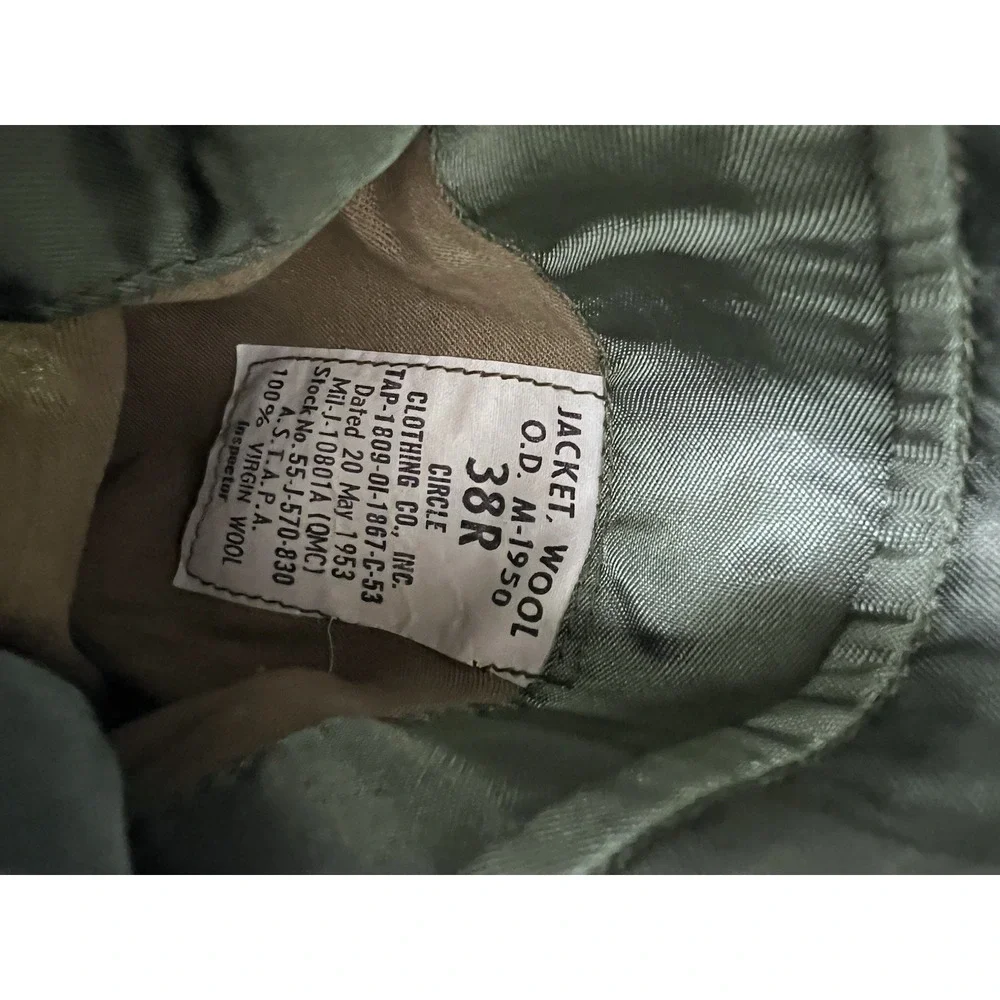Vintage 1953 US Army M-1950 Ike Jacket Wool‎ 4th Armored Div Staff Sergeant 38R
